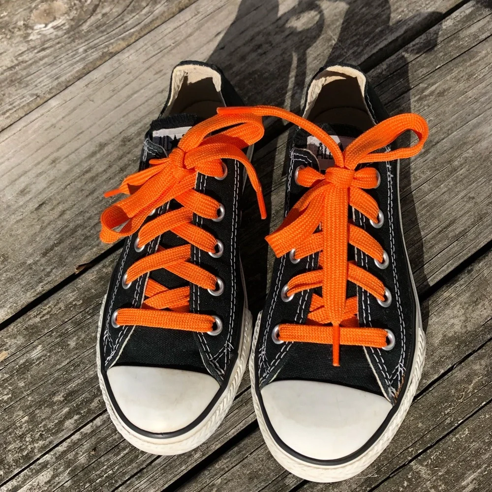 - Converse Black Canvas All-Star Sneakers w/NEW Orange Laces! EUC!